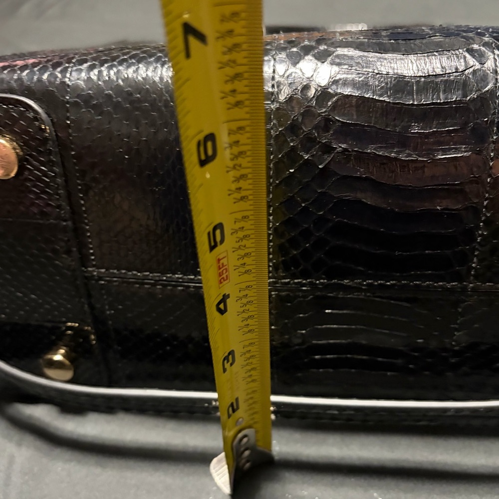 NWT Michael‎ Kors Mercer Black Snakeskin Large Convertible Tote Suede Lining - Picture 13 of 15